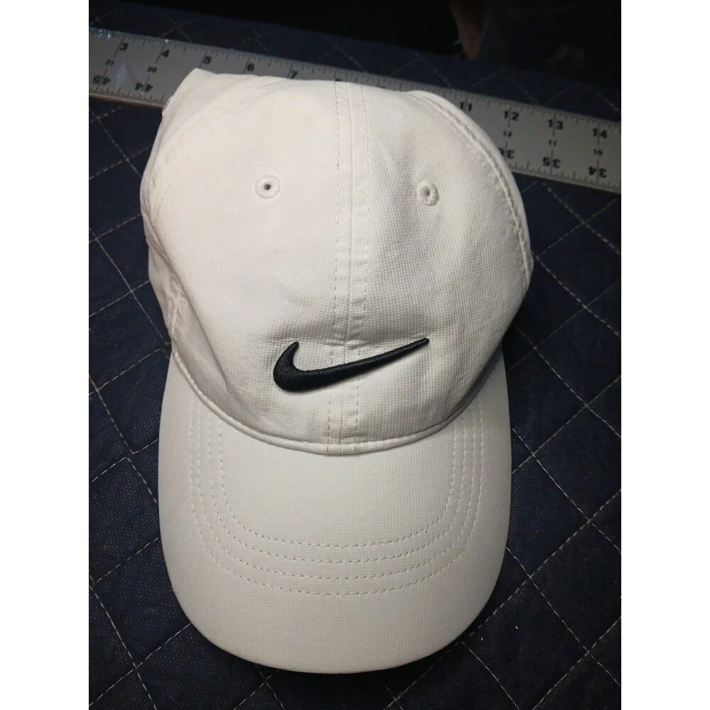 Nike Featherlight Dri-Fit White With Black Swoosh & Trim Tennis / Golf Legacy 91